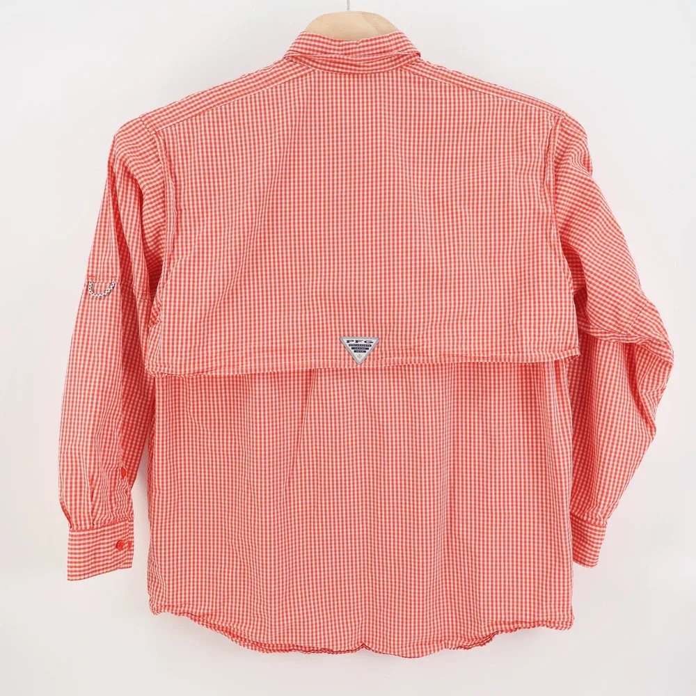 Clemson Tigers‎ Columbia Super Bonehead Gingham Long Sleeve Shirt Orange Mens M